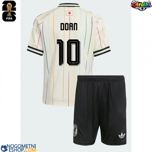 Otroški Nogometni dresi Japonska Ritsu Doan #10 Gostujoči SP 2026 Kratek Rokav (+ Kratke hlače)
